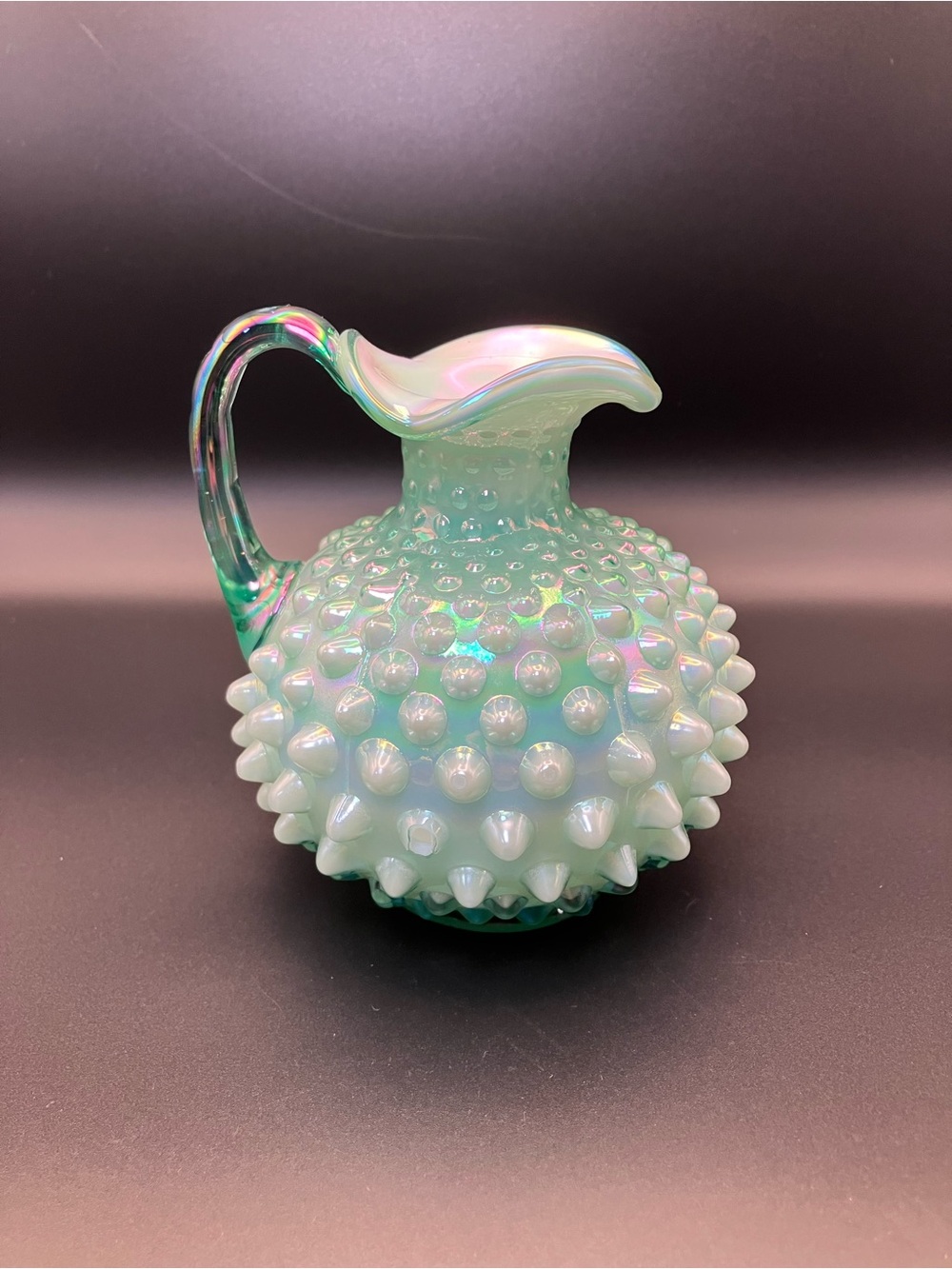 Fenton Opalescent Hobnail Glass Cruet - Mint Green